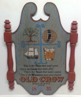 Vintage Wooden Pub Sign Old Crow Bourbon 19 " H X 14 " W Man Cave Distillery Memor