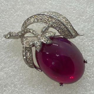 Signed Jomaz Vintage Cherry Fruit Brooch Glass Jelly Belly Rhinestone Jewelry