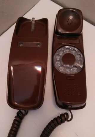 Vintage Chocolate Brown Western Electric Bell Trimline Rotary Wall Phone