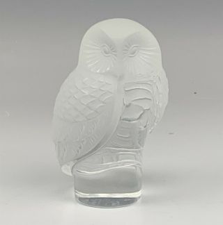 Vintage Signed Lalique French Crystal Owl Bird Figurine Paperweight Skr