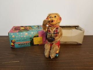 Vintage Bubble Blowing Monkey Toy Battery Operated Non