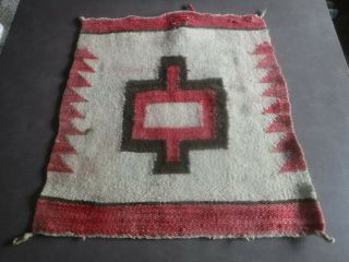 Antique Very Old Navajo Red Saddle Blanket Rug - 19 X 21 Inches