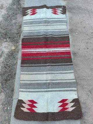 Stunning Large Navajo Rug Native American Weaving 67.  75 " X 27 " Moth Damage