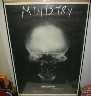 Vintage 1992 Ministry Band U.  K.  Tour Concert Dates 34x24 Poster X - Ray Skull