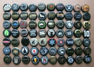 70 Different Mixed Mostly Usa Micro Craft Black Themed Beer/malt Bottle Caps