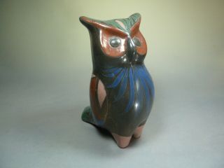 Mexican Mexico Folk Art Ceramic Pottery Figure Burnished Owl Coyotepec