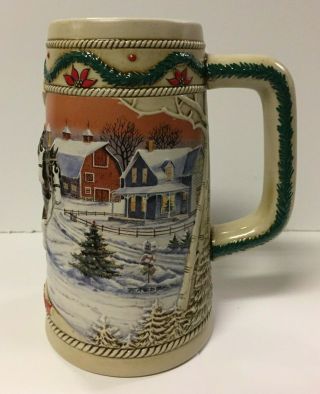 1996 Budweiser Holiday Stein Cs273 Christmas Beer Mug American Homestead