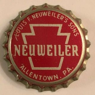 Neuweiler Beer Bottle Cap; 1950 - 65; Allentown,  Pa Tax Seal Keystone; Cork