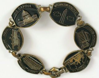 Vintage Washington Dc Souvenir Bracelet Us Capitol White House Usa Brass