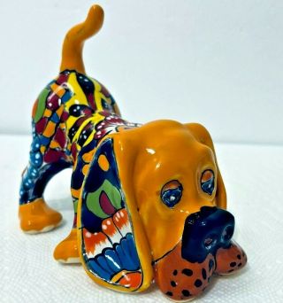 Mexican Talavera Pottery Animal Dog Blood Hound Folk Art Gerardo Garcia 2
