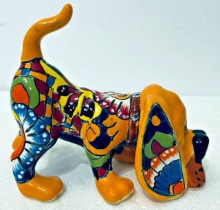Mexican Talavera Pottery Animal Dog Blood Hound Folk Art Gerardo Garcia 3