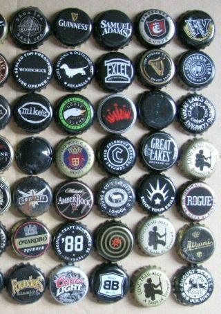 70 DIFFERENT MIXED MOSTLY USA MICRO CRAFT BLACK THEMED BEER/SODA BOTTLE CAPS 3