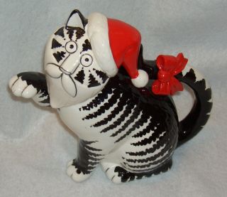 Vintage Kliban Cat Ceramic Christmas Santa Teapot By Sigma Vg