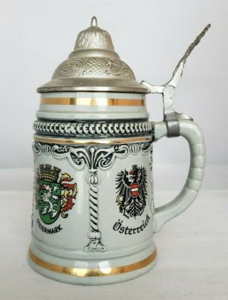 Vintage King German Lidded Beer Stein 389s Collectible Mug Salzburg