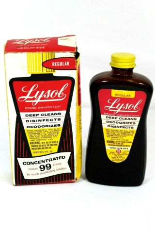 Vintage Lysol Regular Scent Medium Size Bottle & Box Set Concentrated