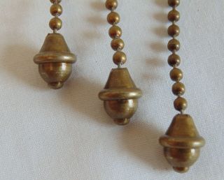 3 Bronze Brass Hubbell Type Acorn Pull Chains For Handel Tiffany B & H Lamps