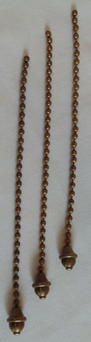 3 BRONZE BRASS HUBBELL TYPE ACORN PULL CHAINS for HANDEL TIFFANY B & H LAMPS 2