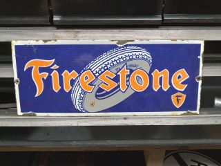 Old Vintage Firestone Tires Porcelain Metal Sign Gas Oil Service Station Dealer