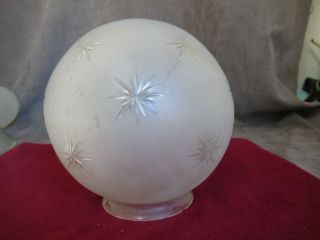 Antique Lamp Glass Ball Globe Shade 3 - 1/4 " Fitter Frosted Cut Stars Ks78