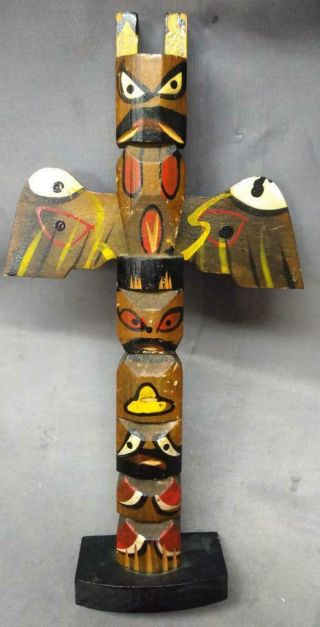 Vintage Native American Indian Wood Wooden Carved Totem Pole Carving Tribal Art
