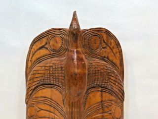 Vintage African Wood Carved Tribal Mask With Bird On Headdress 16 