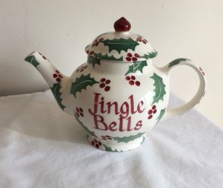 Vintage Emma Bridgewater Pottery Holly & Berries Christmas Jingle Bells Teapot