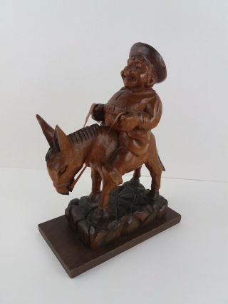J.  Pinal Mexico Sancho Panza Wood Carved Figurine Signed