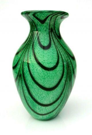 Huge Heavy Vintage Looking Murano Art Glass Studio Vase Zebrato Design