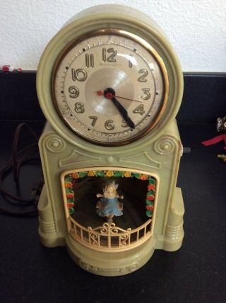 Vintage Mastercrafters Girl On A Swing Electric Novelty Clock - Green Plastic
