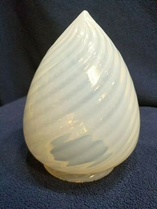 Antique Opalescent Swirl Bullet Tip Teardrop 6 Inch Glass Lamp Shade Frankart