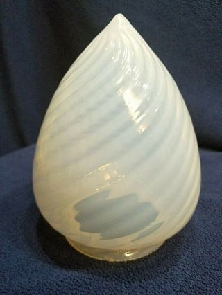 ANTIQUE OPALESCENT SWIRL BULLET TIP TEARDROP 6 INCH GLASS LAMP SHADE Frankart 3