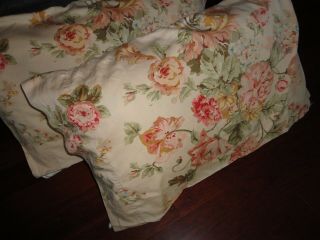 Vintage Ralph Lauren Sussex Garden Peach Floral (2) Standard Pillowcases 18x31