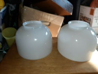 Pair Vintage Smooth Milk Glass Lamp Shade 6 " Tall / 4 " Fitter 7 1/2 " Across