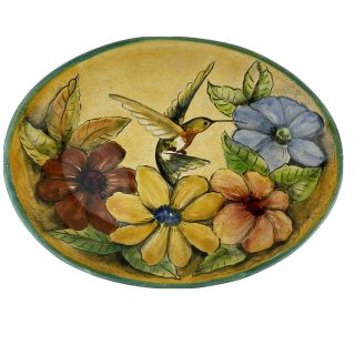 Mexican Pottery Mayolica Santa Rosa Guanajuato Mx Hummingbird & Flowers Platter