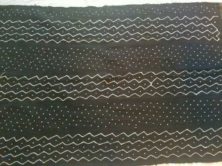 Authentic African Handwoven Black And White Mud Cloth Fabric 59 " By 39 "