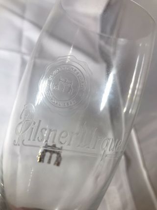 Pilsner Urquell Etched Glass With Footing Pint Glass