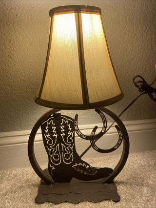 Vintage Cast Iron Cowboy Boot Western Boots Horseshoe Country Yellowstone Lamp