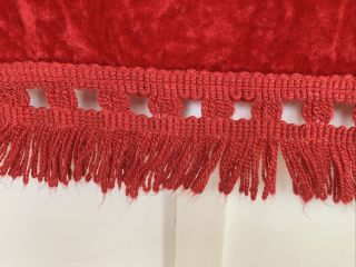 Vintage Dual King Red Velvet Bedspread 116” X 116” W/ Fringe 2
