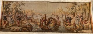 Vintage Tapestry Of Canals In Venice Made In Belgium Wall Hanging