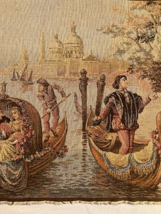 VINTAGE TAPESTRY OF CANALS IN VENICE MADE IN BELGIUM WALL HANGING 3