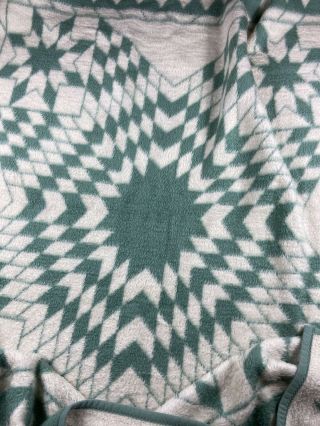 Biederlack Blanket Geometric Green 57 X 73 Snowflake Vintage Acrylic