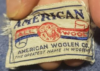 Vintage American Woolen Company Wool Blanket 60 " X78 " Blue W/ Violet Satin Usa