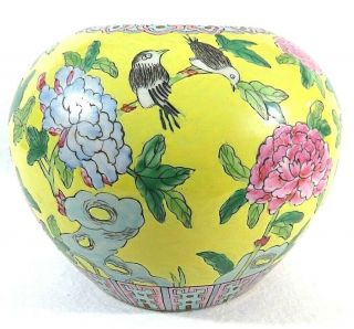 Vintage Chinese Porcelain Ginger Jar With Birds And Flowers