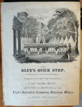 1836 Sheet Music - The Blues Quick Step - Winslow Blues Infantry Boston Militia