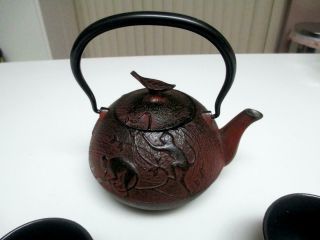 TEAVANA CAST IRON YEAR OF THE MONKEY TEAPOT WITH 2 CUPS 3