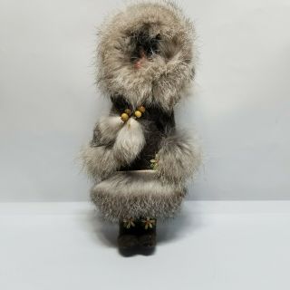 Vintage Inuit Eskimo Girl Doll Traditional Fur Traditional Clothing