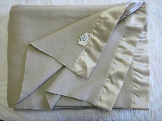 Faribo Blanket 100 Wool Twin 64”x 90” Machine Wash & Dry,  Vintage,  Beige/tan