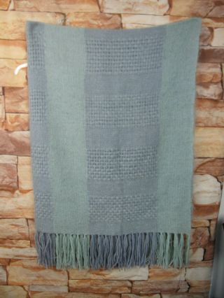Vintage Maine Weave Blanket 100 Virgane Wool Mohair 72 X 54 Blue