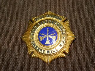 Vintage Fireman Firemen Badge Asst Marshal Fire District No.  4 Cherry Hill Nj