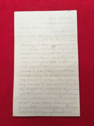 1862 Civil War Letter 109th York Inf.  Playing Guitar In Camp